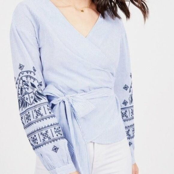 RD Style Crossed Embroidered Long Sleeve V-Neckline Top size medium - Picture 10 of 10